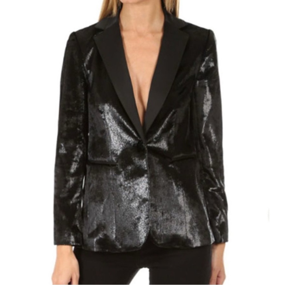 Frame Velvet Shimmering Black Blazer